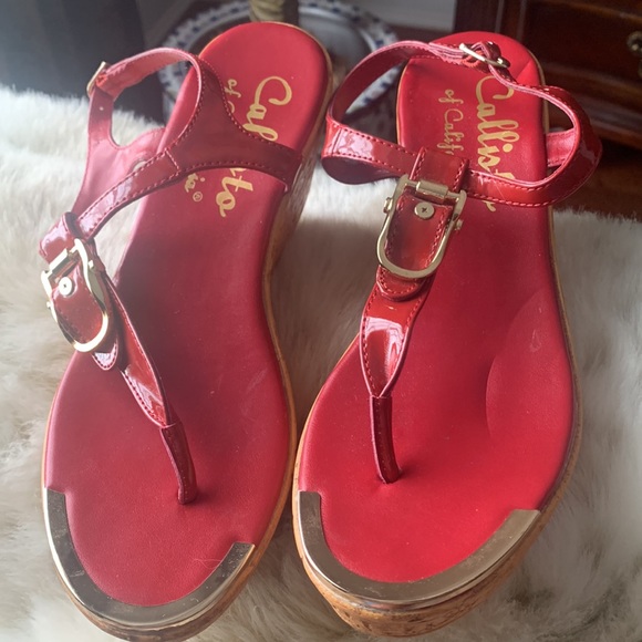 Callisto of California red and gold shoes - Picture 2 of 9